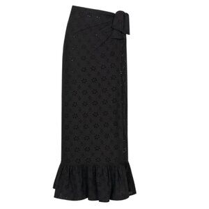 Black Eyelet Wrap Skirt